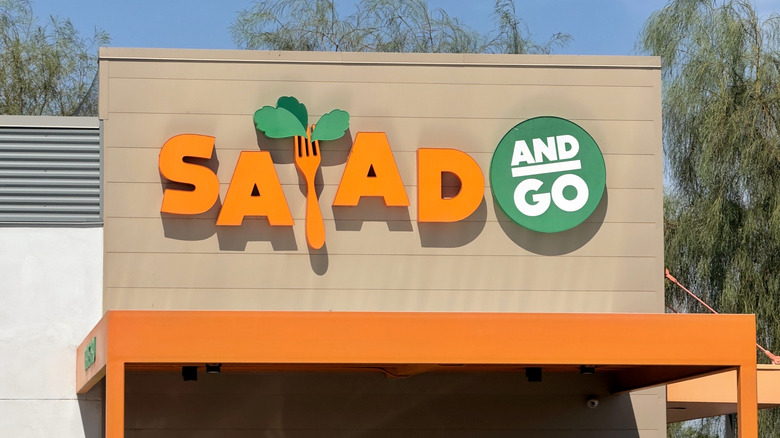 The exterior of a Salad and Go drive-thru