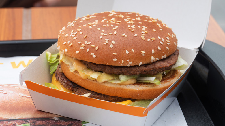 McDonald's Big Mac burger in cardboard packaging