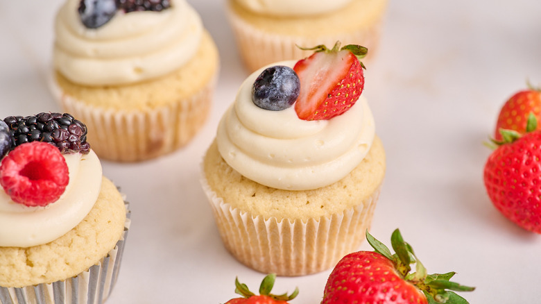 berry chantilly cupcake on a table
