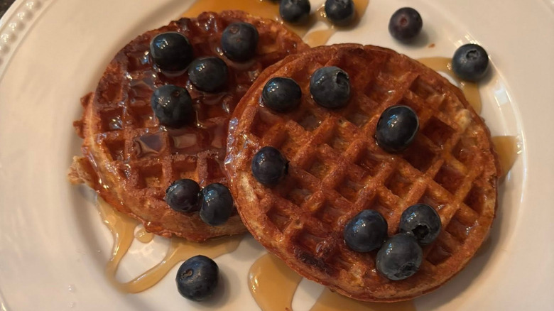 waffles and blueberries on a plate