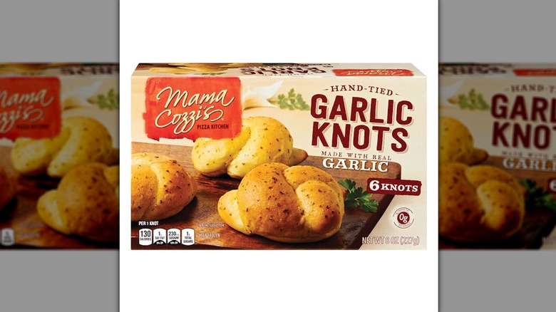 Mama Cozzi's garlic knots package on white background