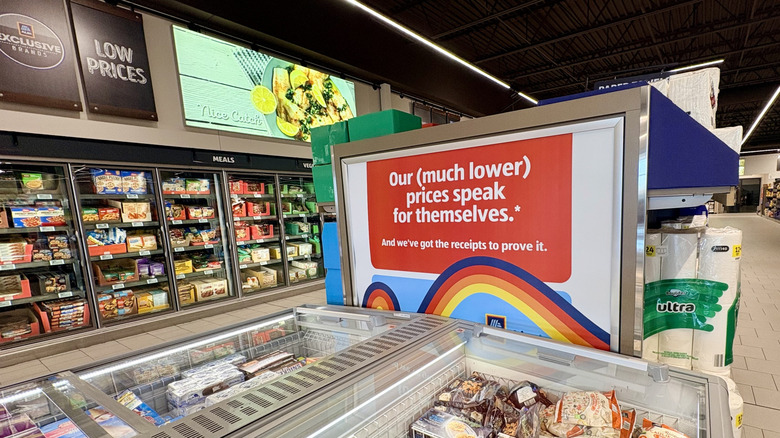 Aldi aisle with foods