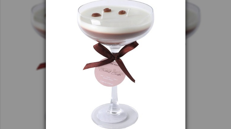 Aldi espresso martini candle on white background