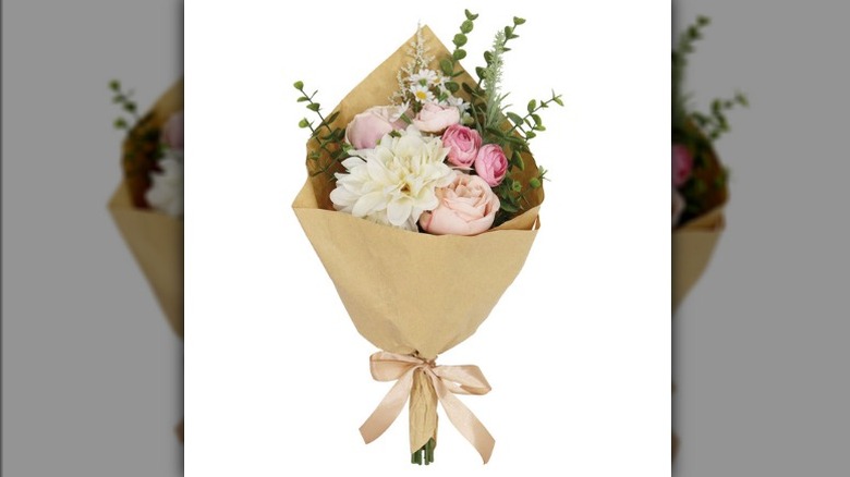 Aldi faux floral bouquet with greenery