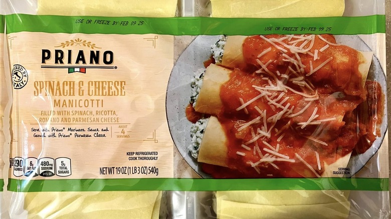 Priano Spinach and Cheese Manicotti