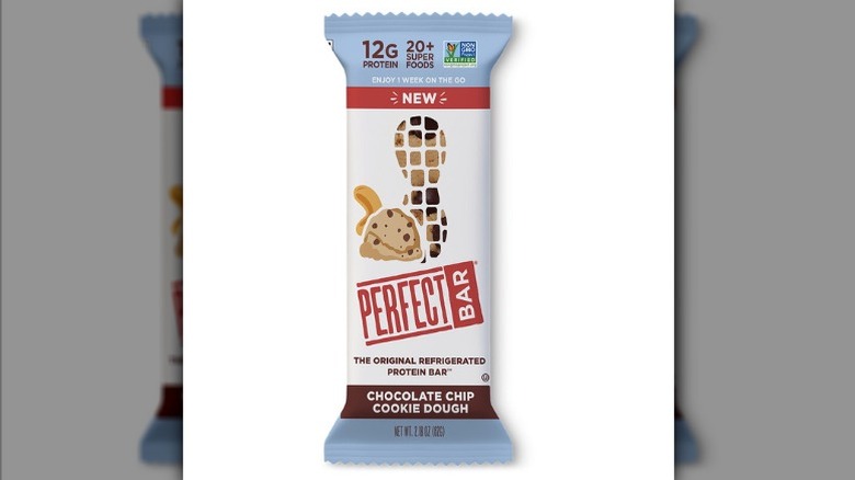 A chocolate chip cookie dough Perfect Bar
