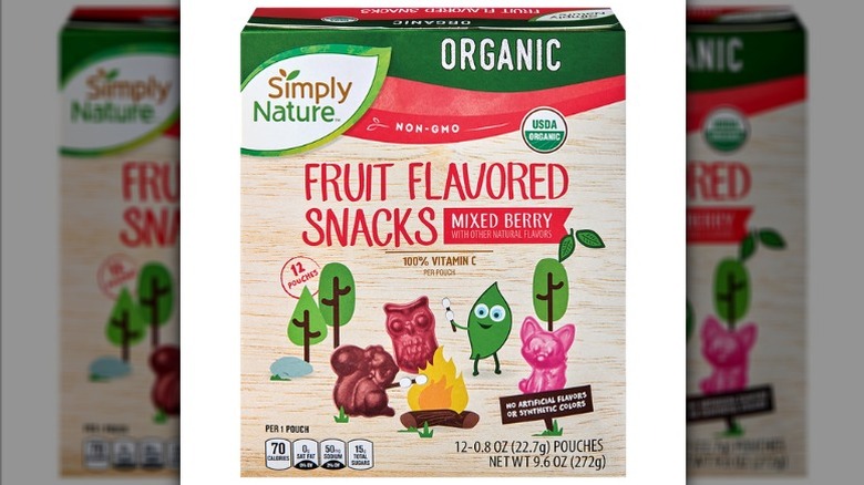 A package of Simply Nature organic fruit flavored snacks