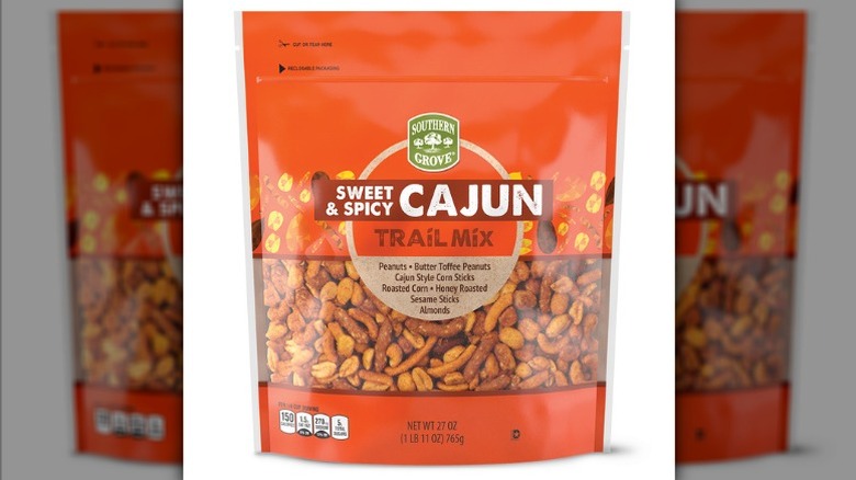Southern Grove sweet and spicy Cajun trail mix on a white background.