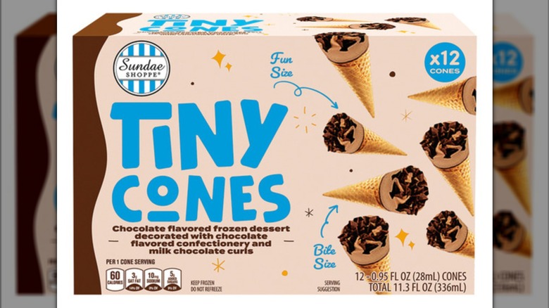 box of Sundae Shoppe tiny cones in chocolate