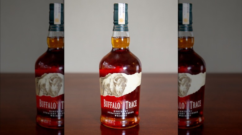 A bottle of Buffalo Trace on a table
