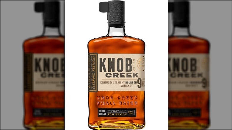 A bottle of Knob Creek 9-year against white background
