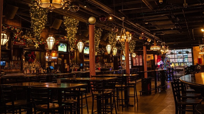 Bar at the Lansdowne with lights and televisions
