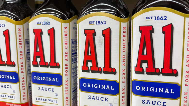 various A.1. bottles on a shelf