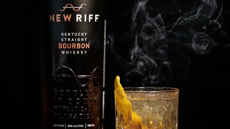 New Riff bourbon bottle and glass