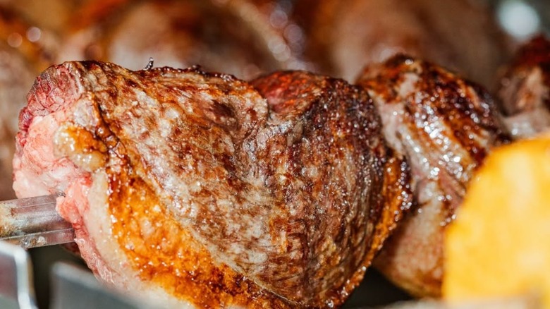Close-up of skewers of meat