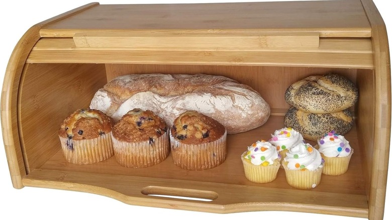 PremiumPresents Large Bread Box filled with fresh bread and baked goods