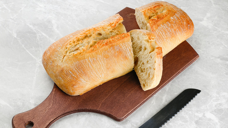 Ciabatta on cutting board