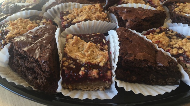 Tray of individually portioned bars and brownies