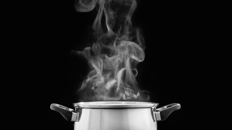 Steam coming off a pan