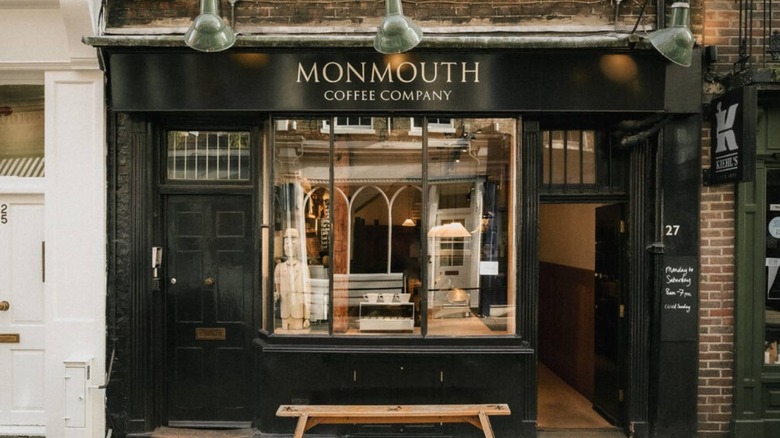Black exterior of Monmouth Coffee Company