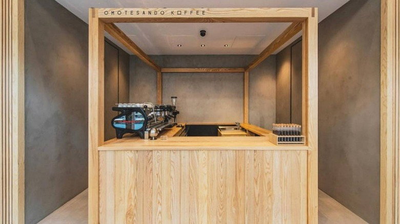 Image of the wooden interiors of Omotesando Koffee