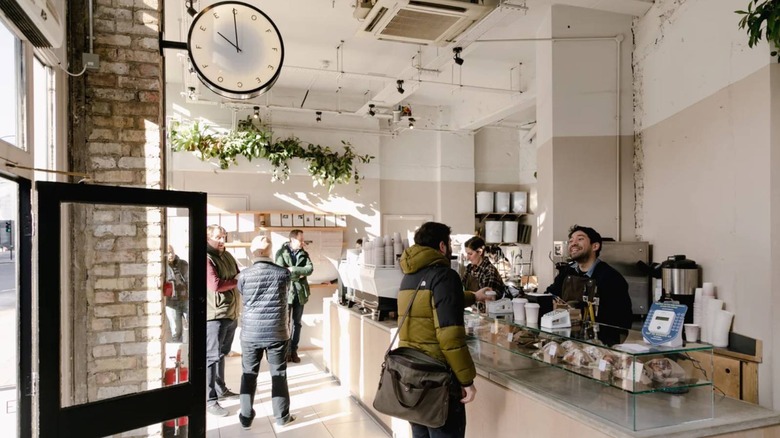 Minimalist interior of Rosslyn Coffee in London