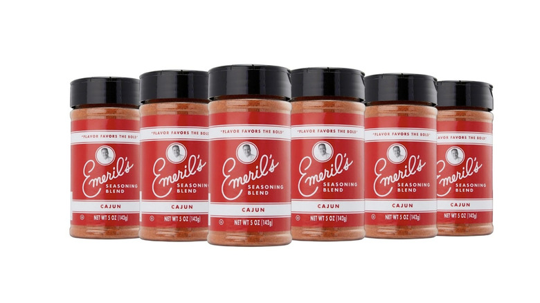 Emeril Lagasse Cajun seasonings on a white background