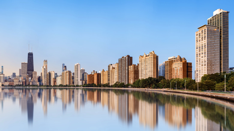 Chicago skyline at sunrise