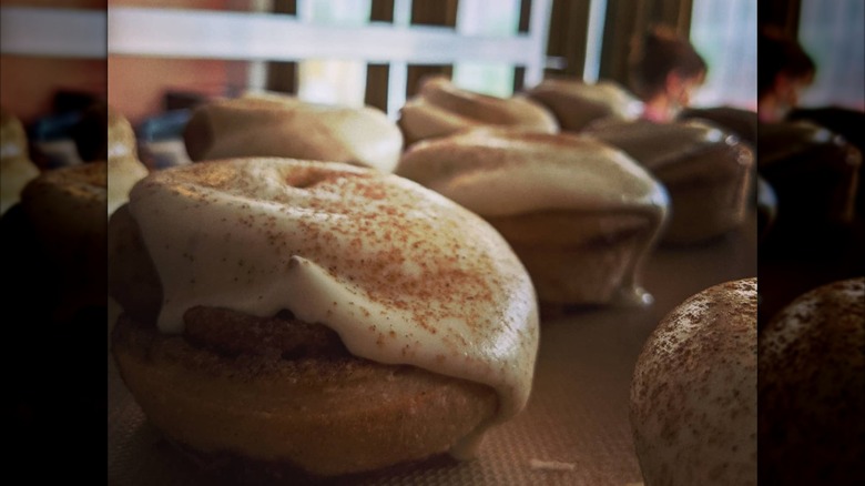 Frosted breakfast pastries cinnamon rolls