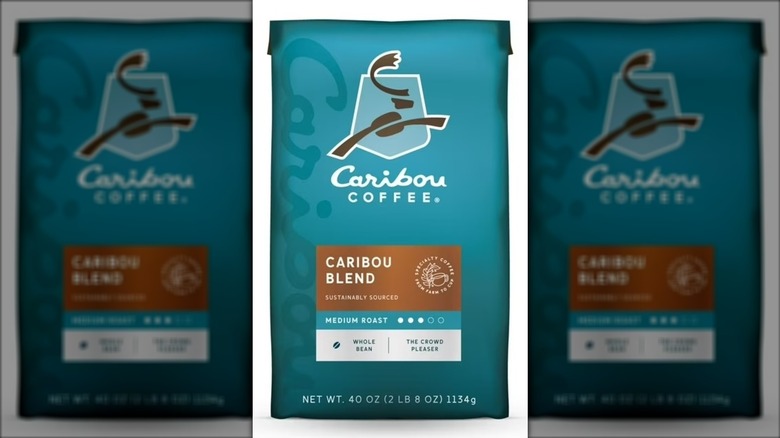 Bag of Caribou Coffee Caribou Blend on a white background