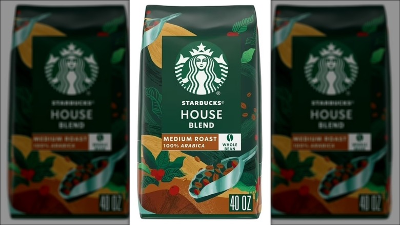 Bag of Starbucks House Blend Medium Roast on a white background