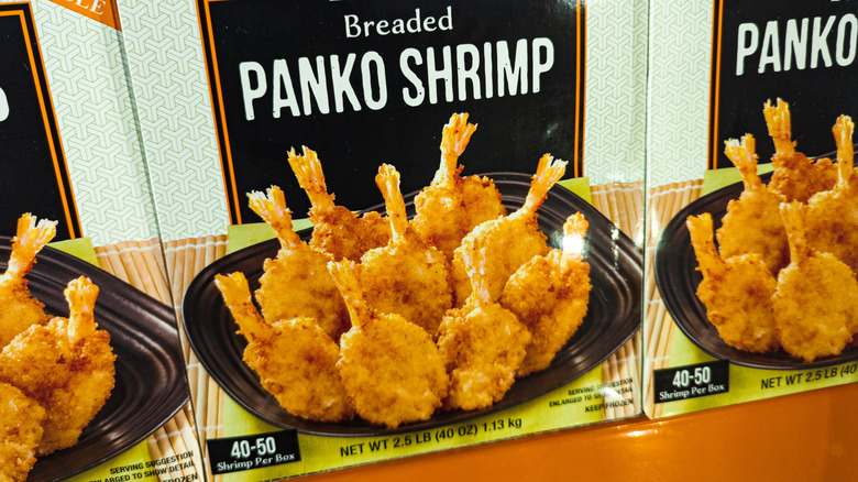 Kirkland Signature Panko Shrimp boxes at Costco