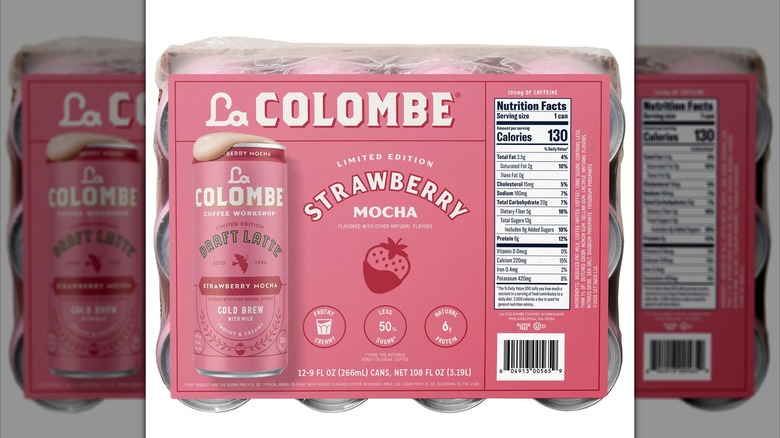 12-can pack of La Colombe Draft Latte Cold Brew Coffee in Strawberry Mocha
