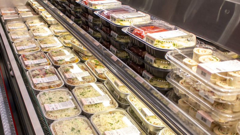 Prepared foods on display at Costco's deli section