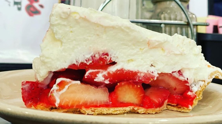 Strawberry pie on a plate