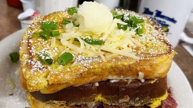 hash and cheddar-stuffed French toast