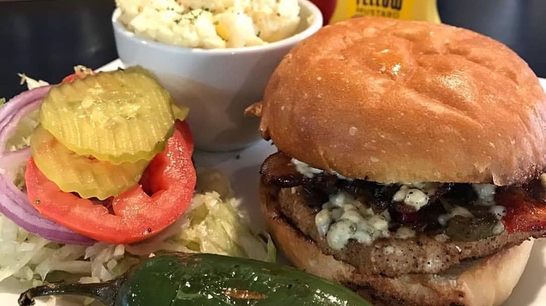 Hamburger with sides from Lindy's Diner