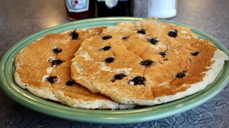 Blueberry pancakes on a plate