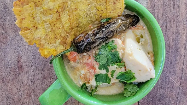 Top view of coconut fish stew at Sol Food
