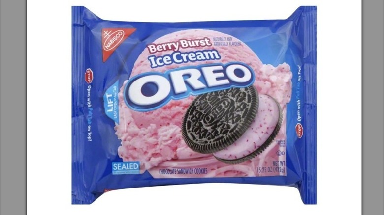 Blue pack of Berry Burst Ice Cream Oreos on white background