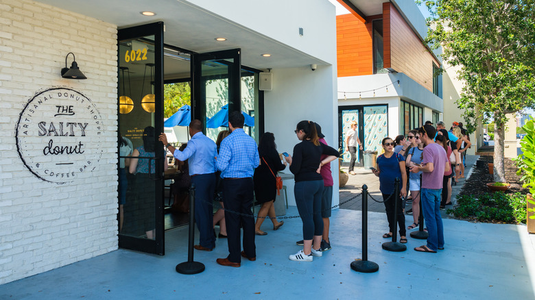 patrons waiting in line at The Salty Donut