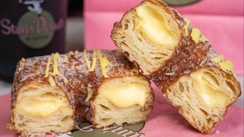 cream filled croissant donut split