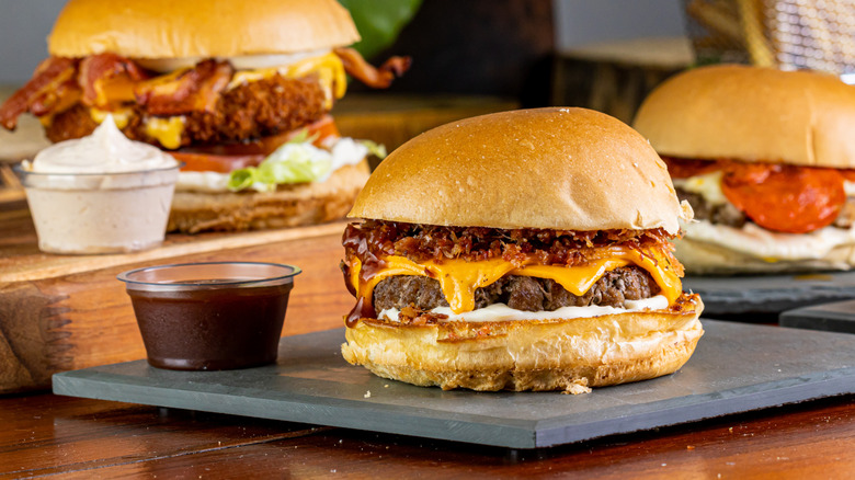 variety of fast food cheeseburgers
