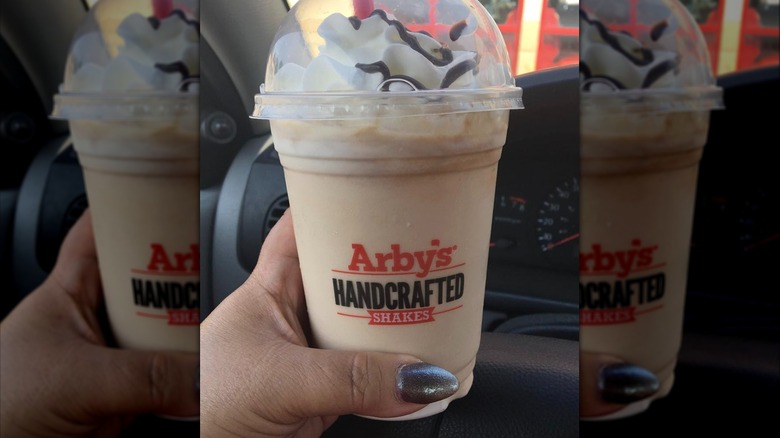 Arby's Jamocha Shake in car
