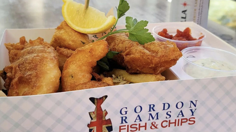 Fish and chips with lemon