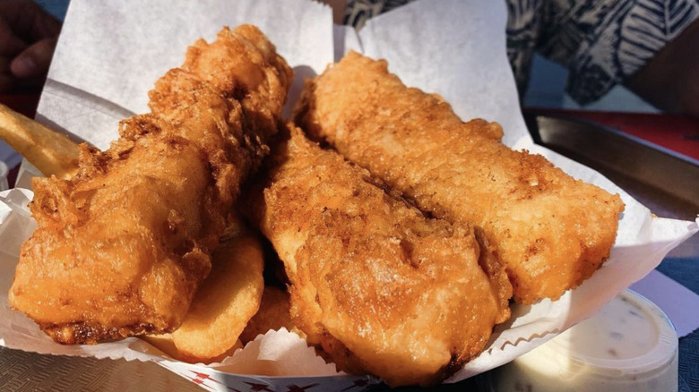 Fish and chips on paper