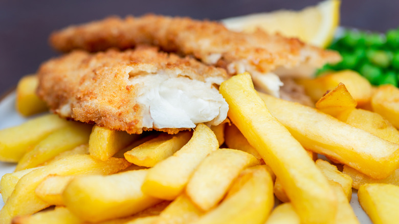 Flaky fish and french fries