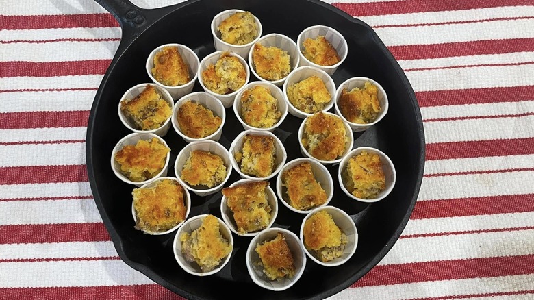 Cornbread samples on a tray at the Arkansas Cornbread Festival