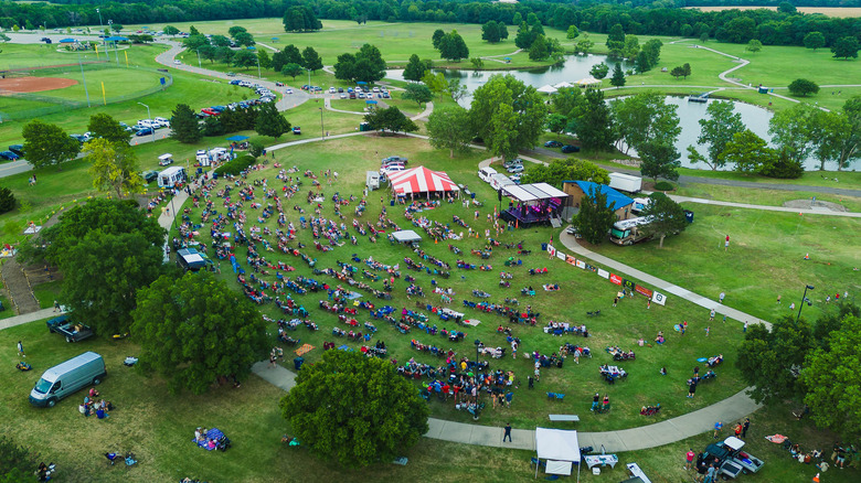 View of the lush grounds at the Smoke on the Plains BBQ and Music Fest