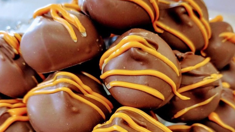 Stacked chocolate pumpkin candy at the Circleville Pumpkin Show